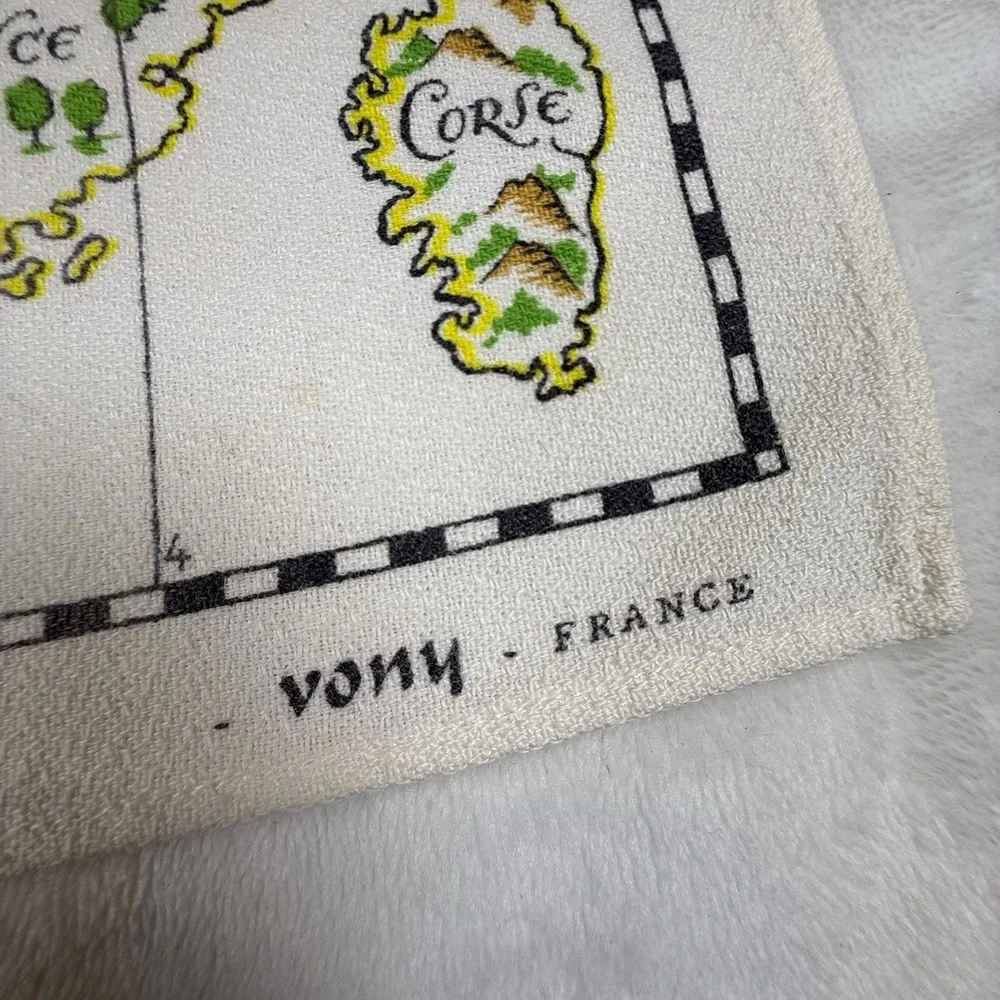 Vintage Vony France Tea Towels Set of 5 Floral Map Kitchen Linens MCM Decor